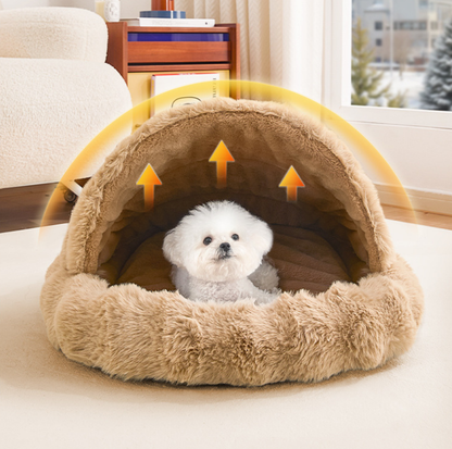 Plush Shell Enclosed Pet Bed with Removable Cushion