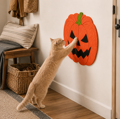 Pumpkin-Shaped Self-Adhesive Felt Cat Scratcher Mat