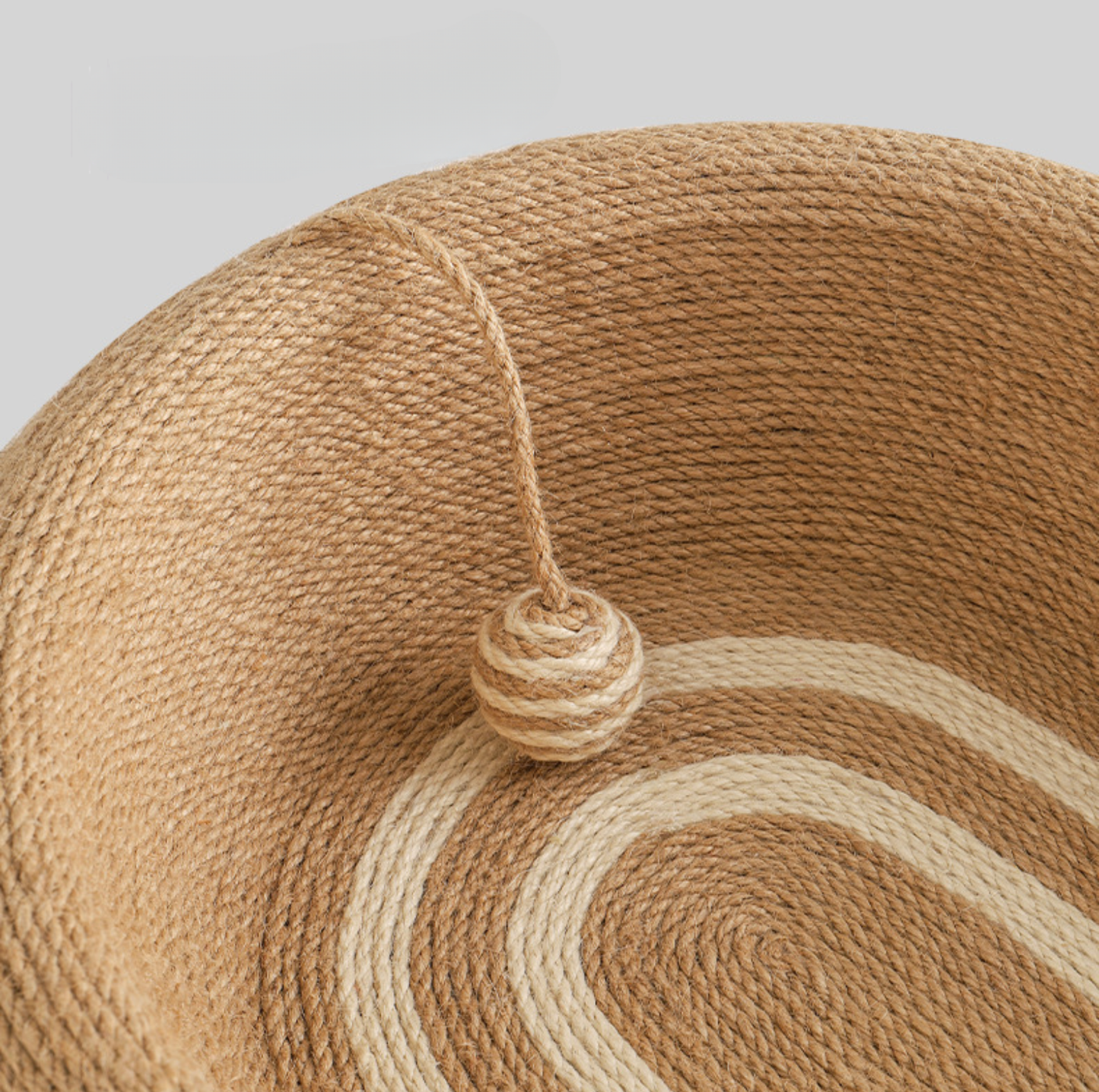 Deep Oval Sisal Cat Scratcher Bed with Hanging Ball