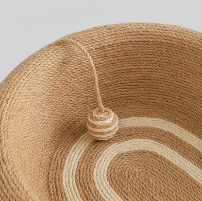 Deep Oval Sisal Cat Scratcher Bed with Hanging Ball