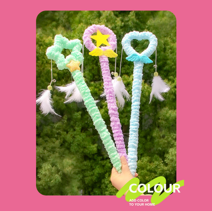 Magic Wand Plush Cat Teaser Toy with Feathers & Bells