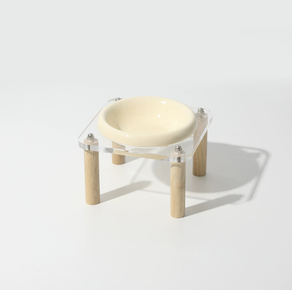 Pop Colour Ceramic Pet Bowl with Elevated Acrylic or Wooden Stand