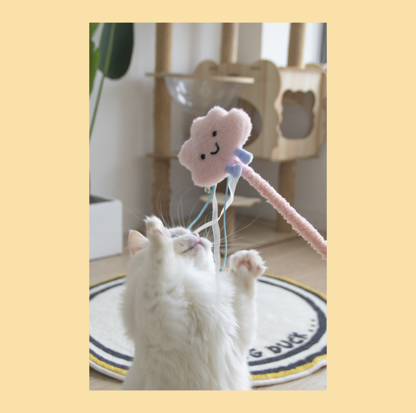Cloud Plush Cat Teaser Wand with Ribbons
