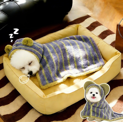 Hooded Flannel Wearable Pet Blanket