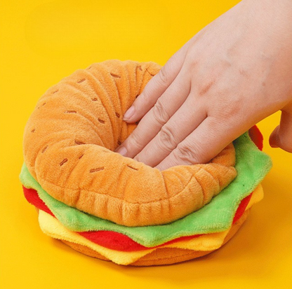 Fast Food Plush Squeaky Dog Toys - Burger