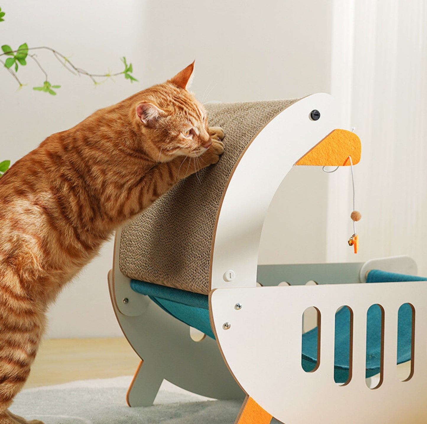 Cartoon Goose Shaped Cat Scratcher and Bed