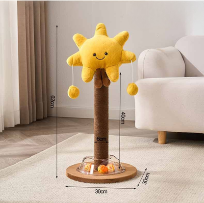Plush Character Cat Scratching Post with Dangling Toys and Track Ball