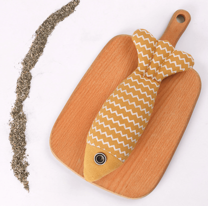 Realistic Burlap Fish Cat Toy with Catnip