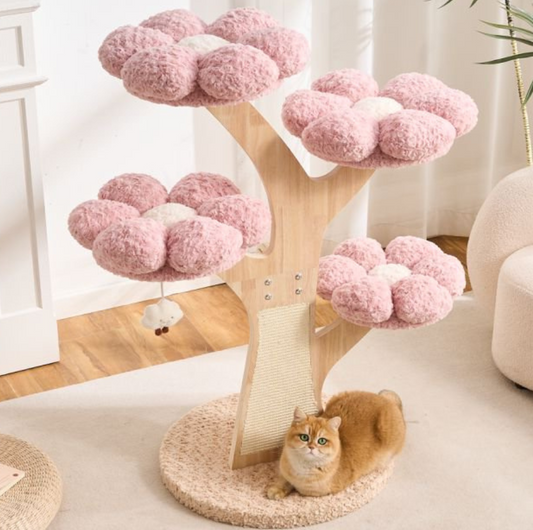 Flower Series Cat Tree – Pink Bloom (4 Platforms)