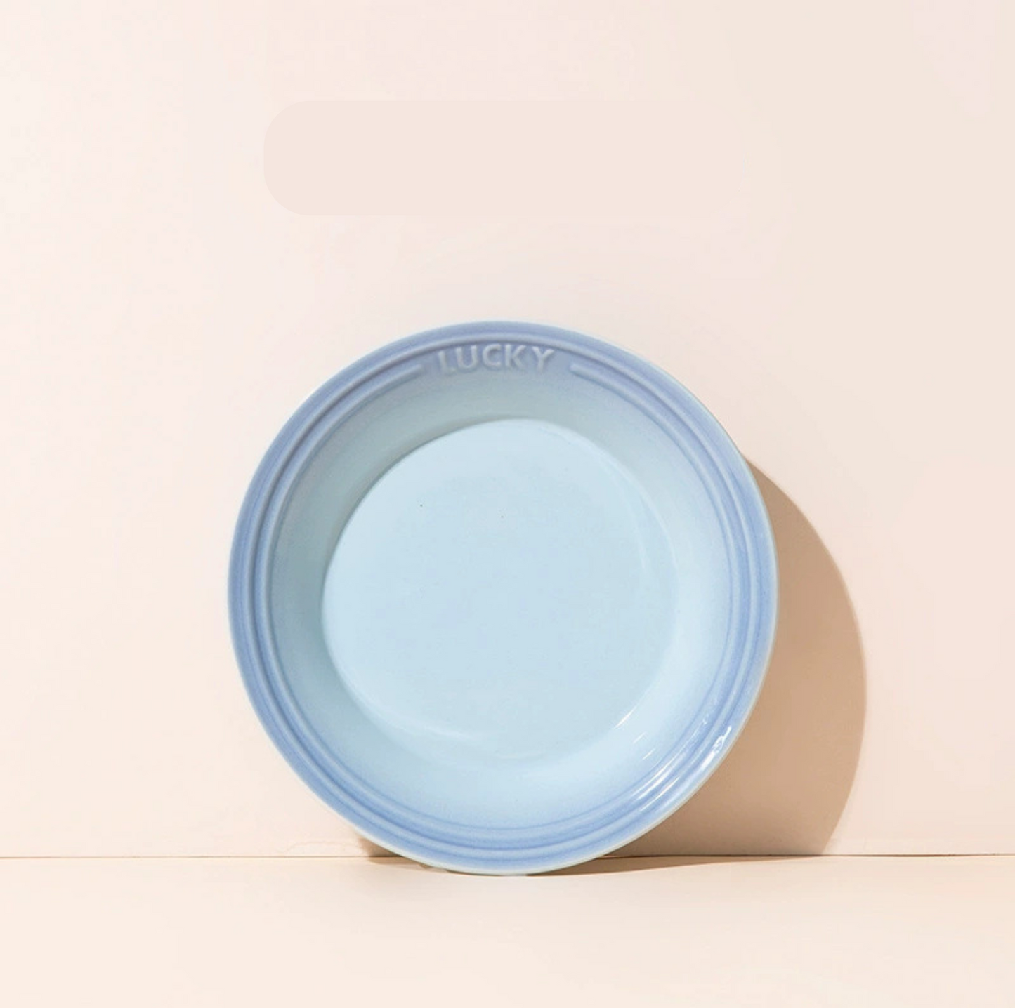 Lucky 6-Inch Flat Ceramic Pet Bowl – Multicolour Glazed Plate for Cats & Small Dogs