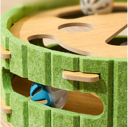 Felt Cat Puzzle Toy with Scratching Pole