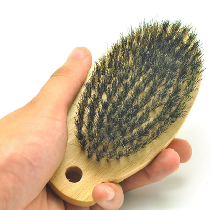 Natural Boar Bristle Pet Grooming Brush for Cats & Dogs