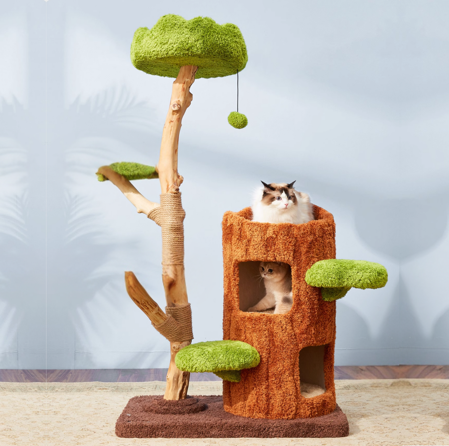 Cmisstree Tree Hollow Solid Wood 5-Tired Large Cat Tree