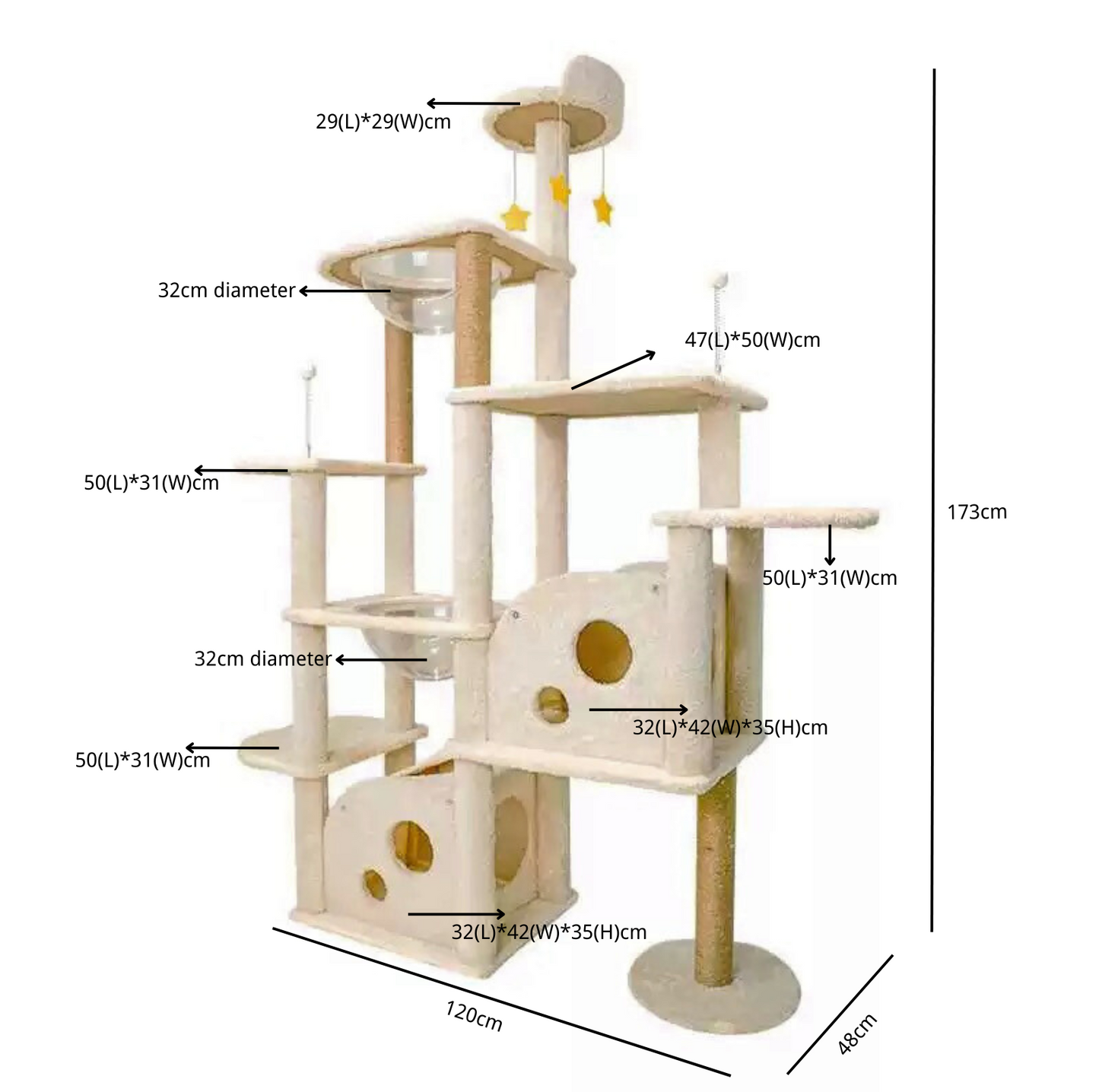 Ella's Castle: Super Large Cat Tree -9 Tiers, Height 173cm