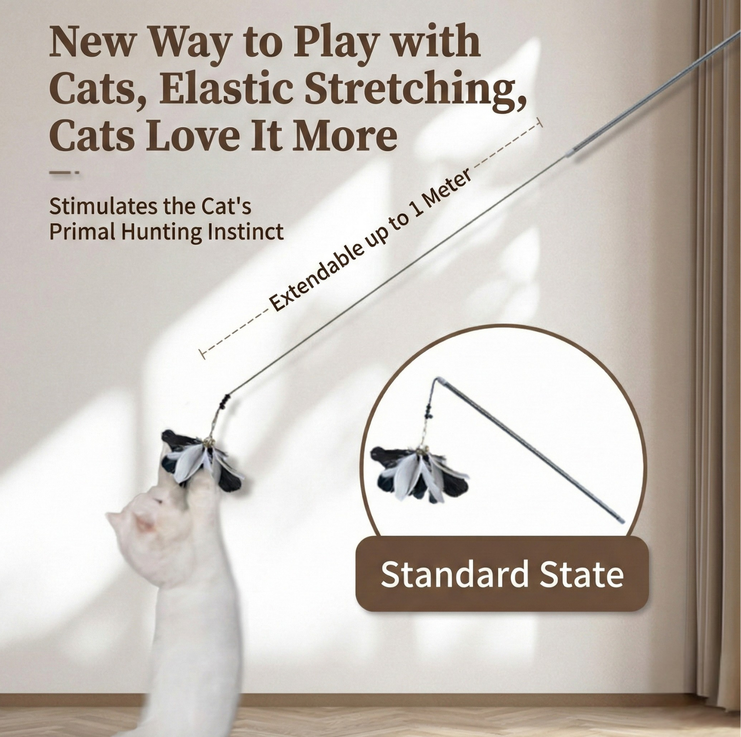 Elastic Telescopic Cat Teaser Wand – High Bounce Toy