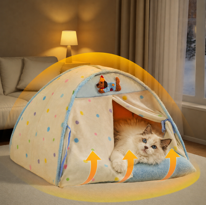 Door Curtain Tent Pet Bed with Double-Sided Mat