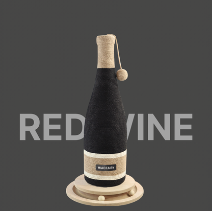 Wine Bottle Cat Scratching Post with Rotating Ball-Track Base
