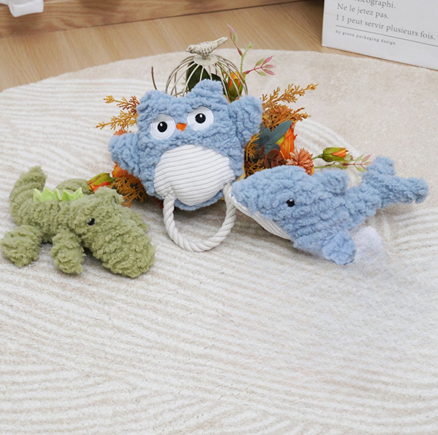 Cartoon Style Squeaky Plush Dog Toys