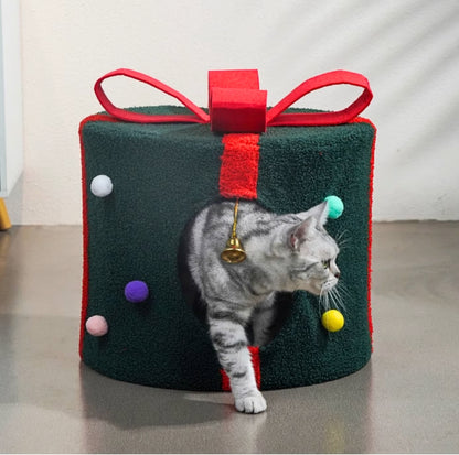 Christmas Gift Box Shaped Cat Bed