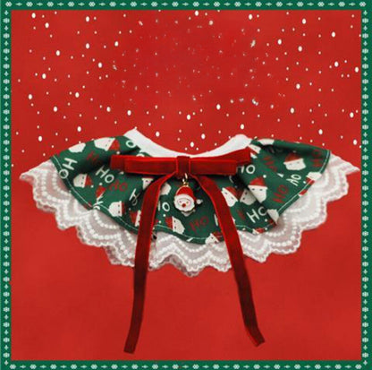 Adjustable Christmas Lace Bell Bandana: Festive Pet Accessory in Multiple Sizes & Styles