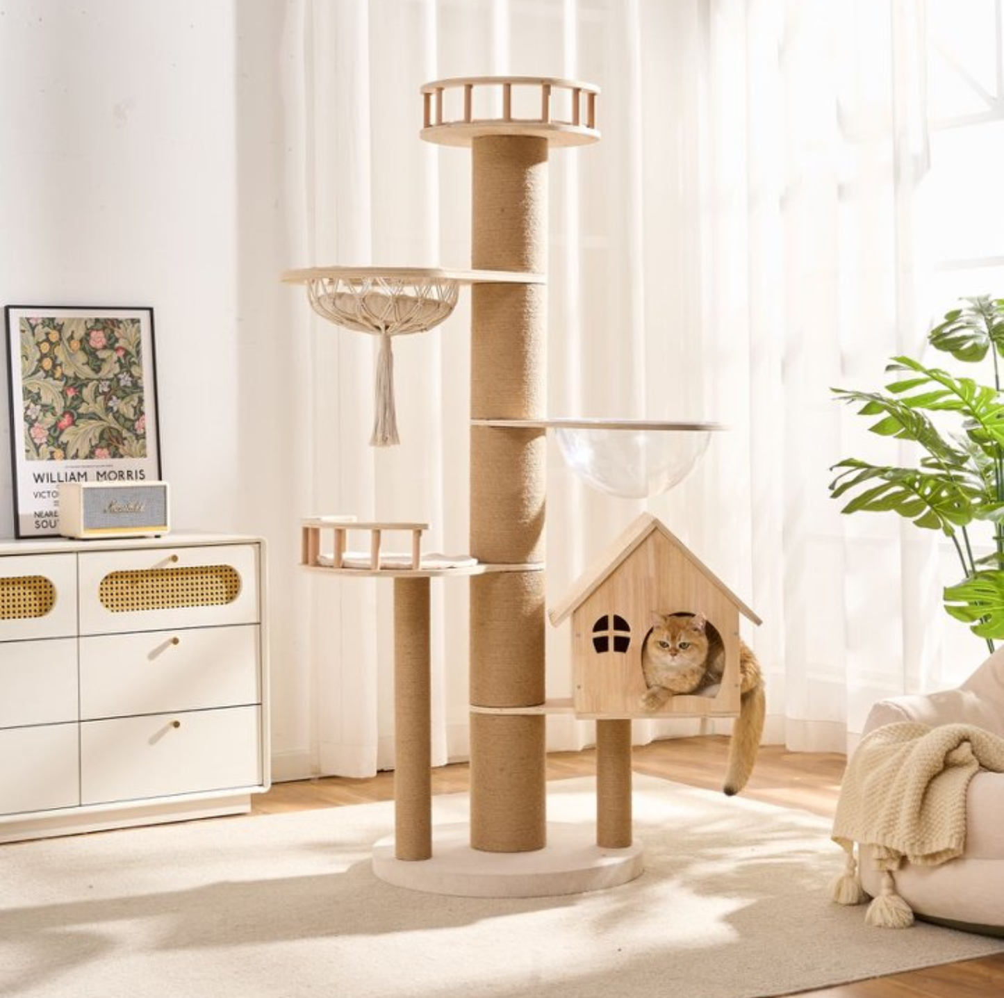 Cat Villa with 17cm Extra-Thick Sisal Scratching Column – 172.7 cm