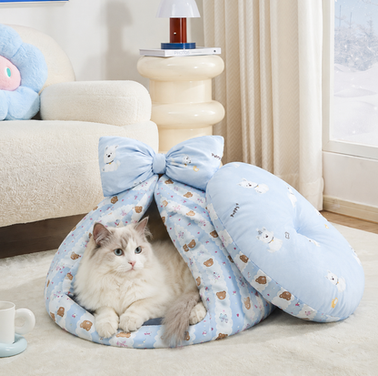 Bowknot Teepee Pet Bed with Removable Cushion