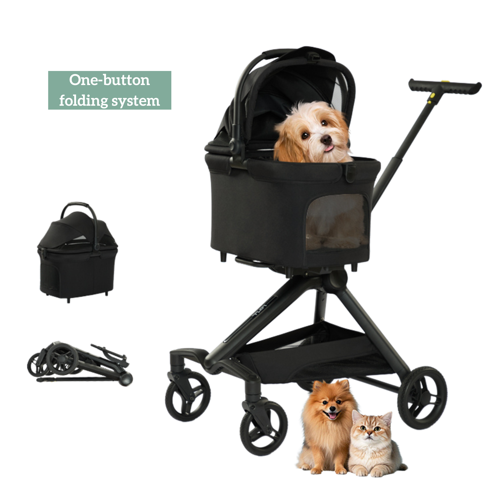 dog stroller reversible handle Reversible Pet Stroller with 360° Wheels – For Cats & Small Dogs