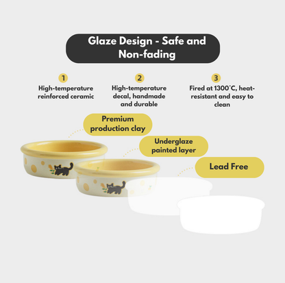 Patterned Ceramic Pet Feeding Bowl