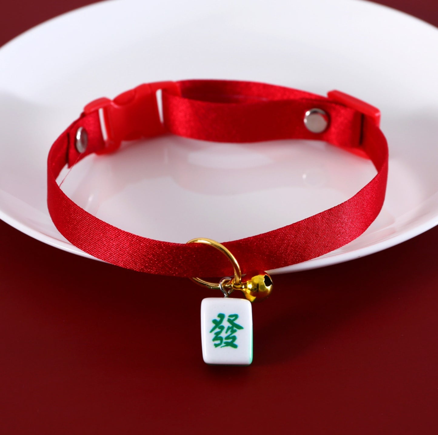 Chinese-style Mahjong Pendant Adjustable Pet Collar