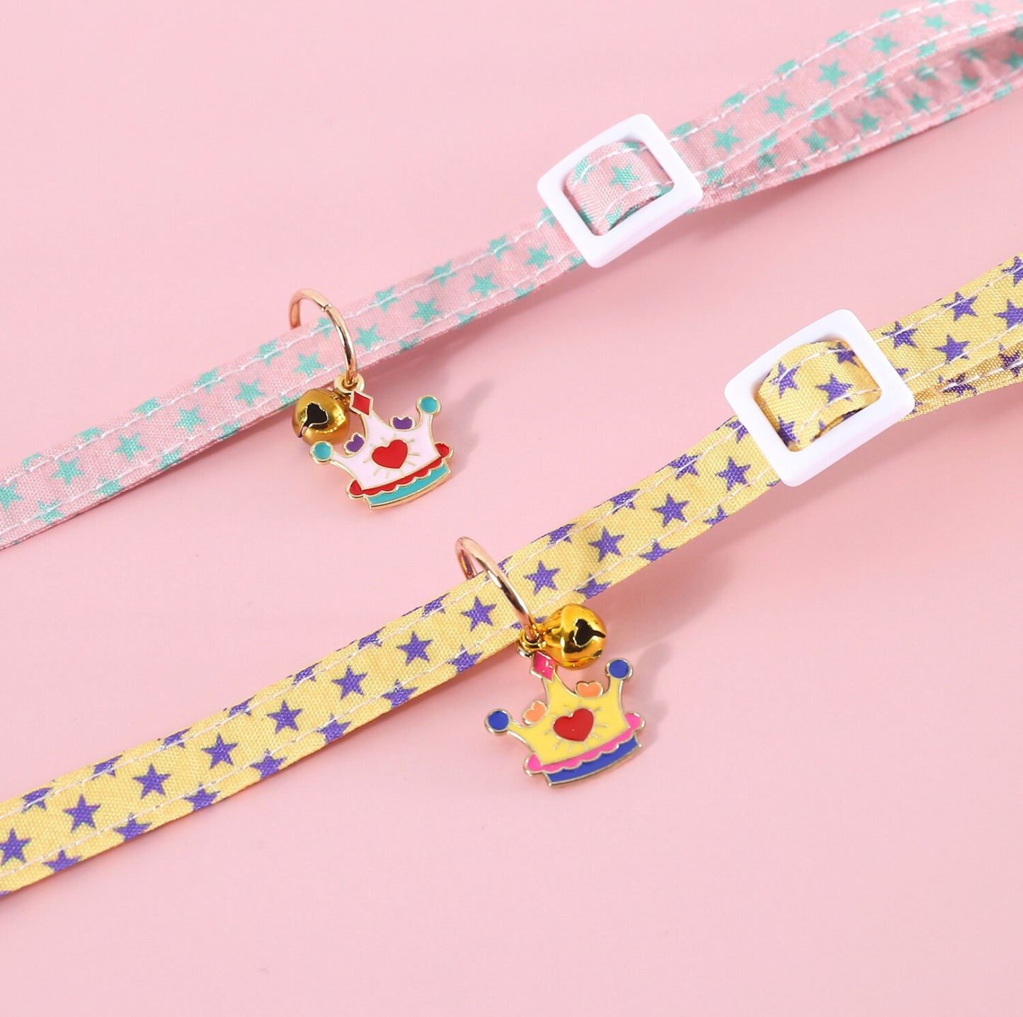 Crown-Styled Pendant Pet Collar with Adjustable Safety Buckle