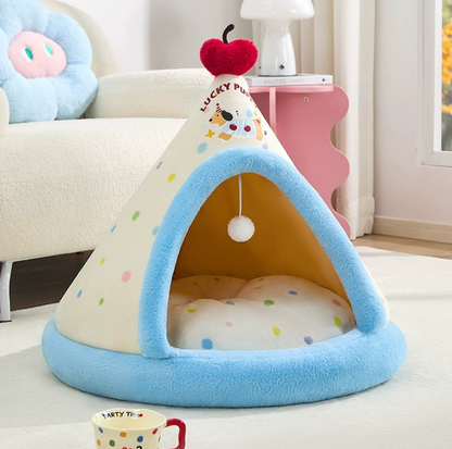 Teepee-Style Enclosed Pet Tent Bed