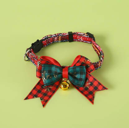 Christmas Bow Tie Pet Collar – Adjustable Festive Design