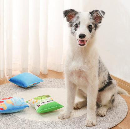 Chips Paw-ty: Plush Pet Chewing Toys with Built-in Squeakers