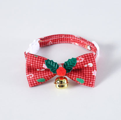 Adjustable Checkered Christmas Bow Tie Pet Collar