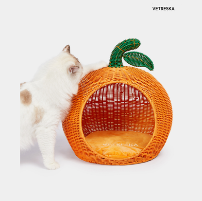 Vetreska Tangerine Rattan Pet Bed