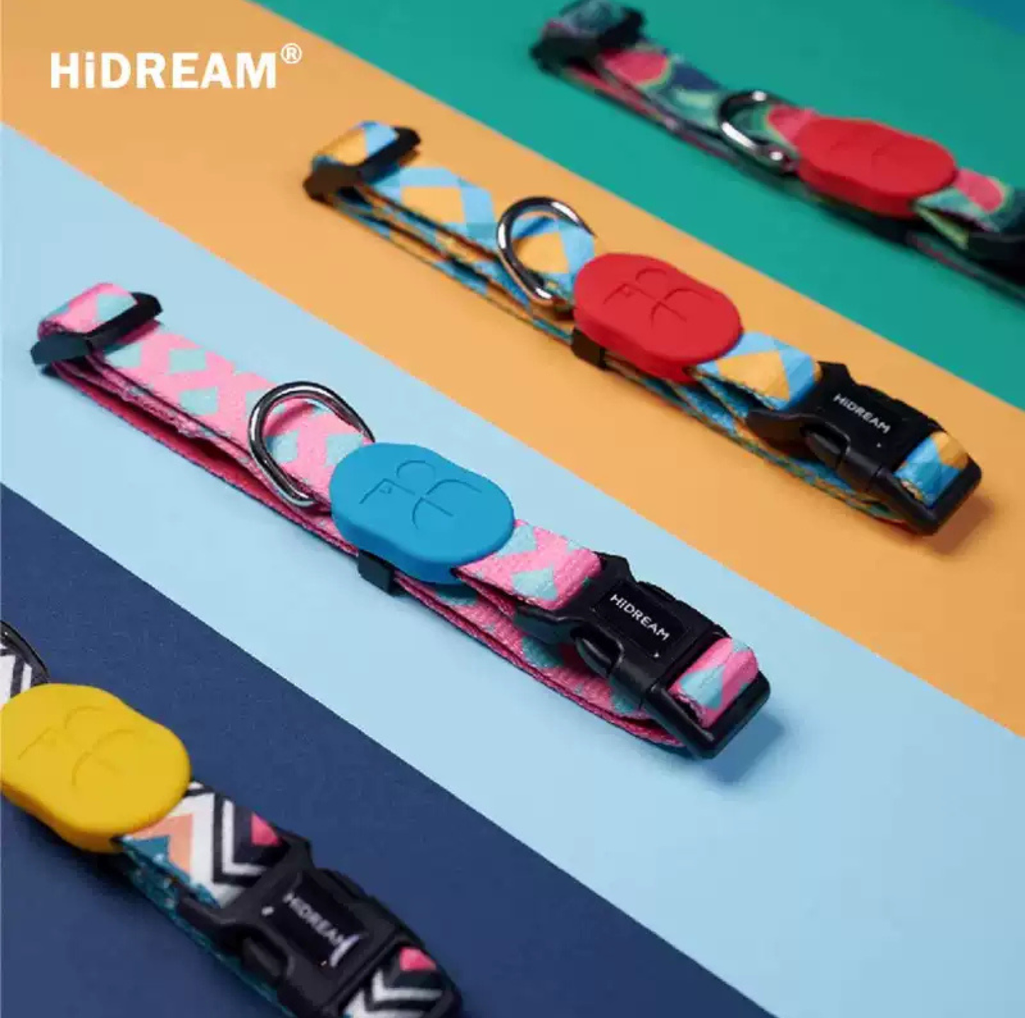HIDREAM Colourful Dog Collar + Leash Set Adjustable Everyday Walking Set