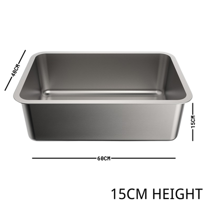 Stainless Steel Open Cat Litter Box – Large High-Edge Design