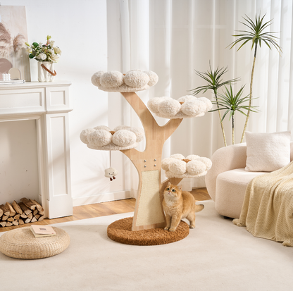 Flower Series Cat Tree – White Bloom (4 Platforms)