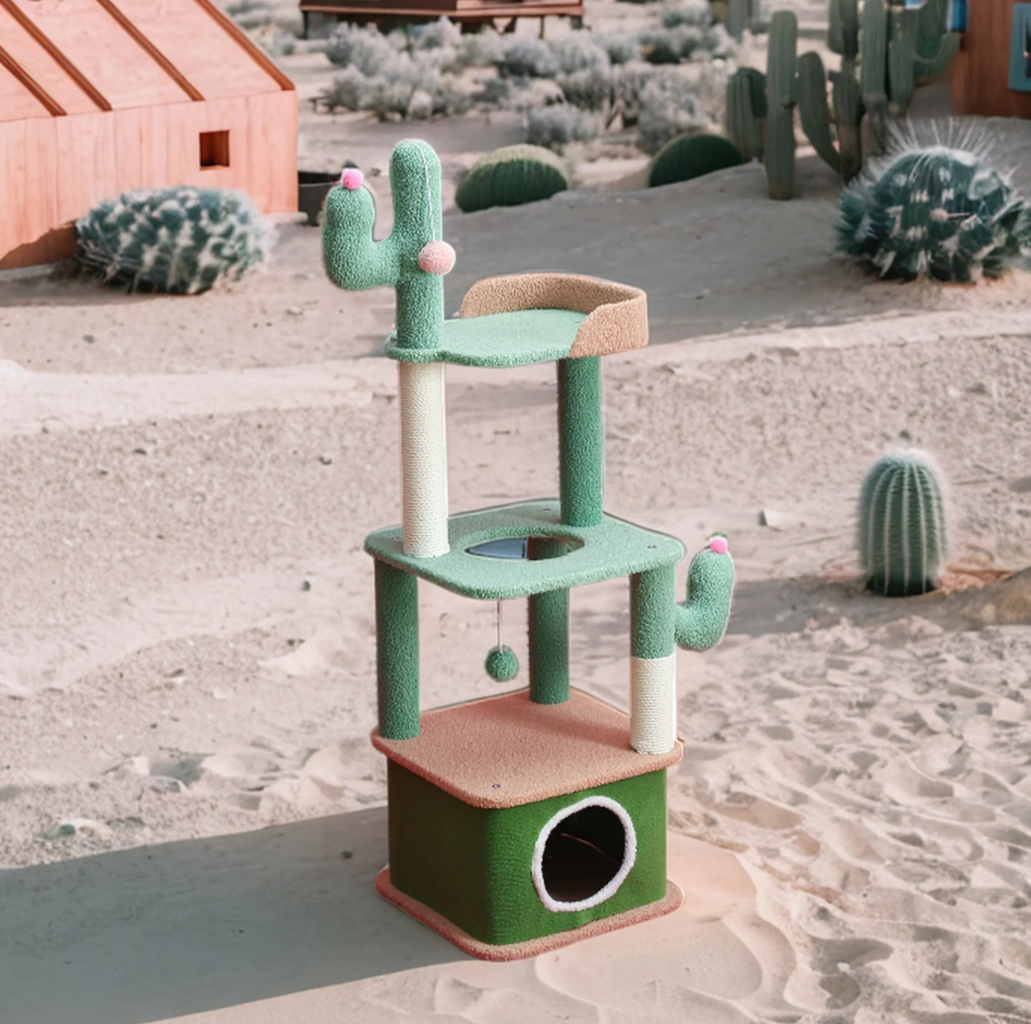 Cactus-Styled Cat Climbing Tree