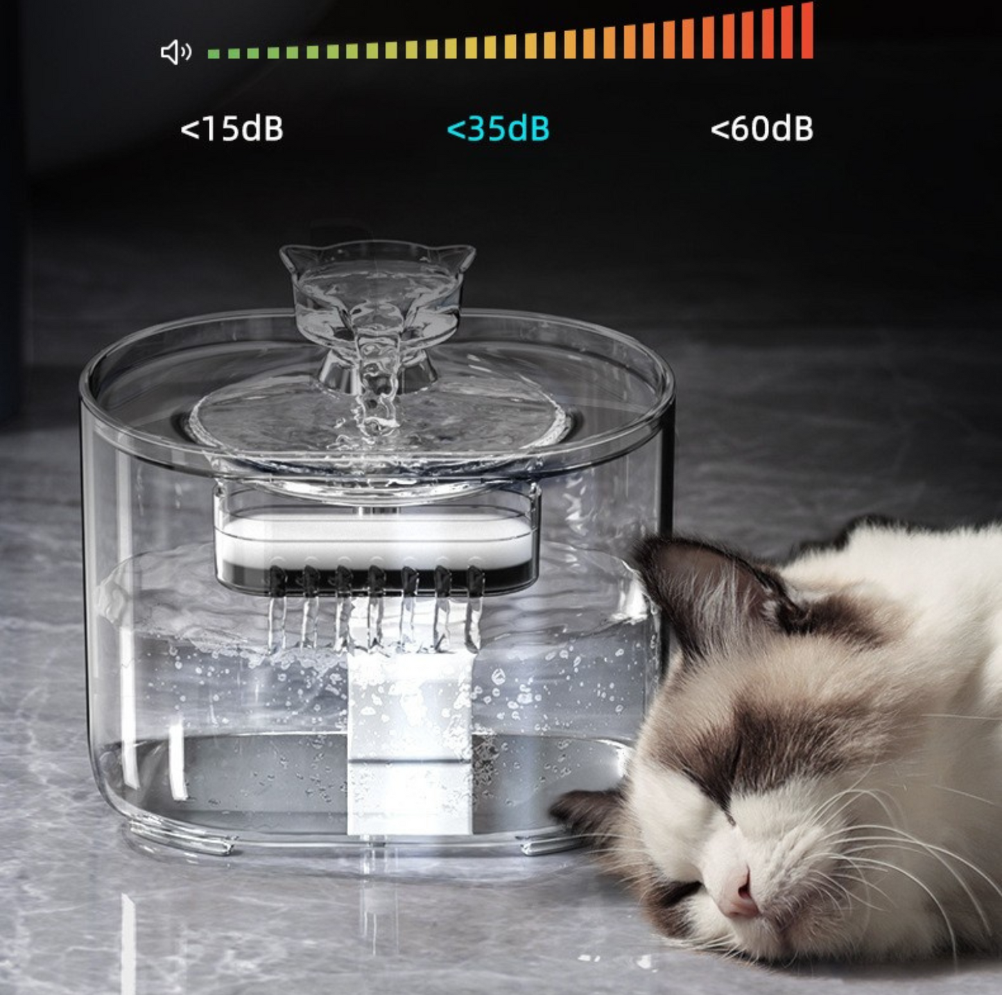 2.2L Transparent Pet Water Fountain with Dual Flow Mode