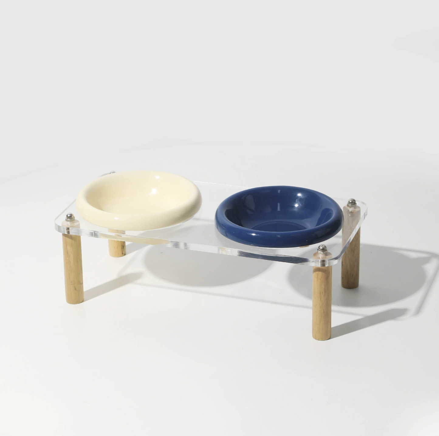 Pop Colour Ceramic Pet Bowl with Elevated Acrylic or Wooden Stand