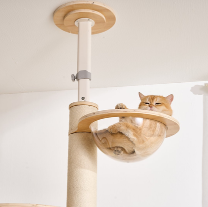 Adjustable Ceiling-Mounted Wooden Cat Tree - V01 (250-300cm)