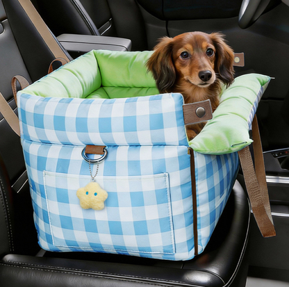 Water-Resistant Convertible Pet Car Seat and Bed with Safety Clip