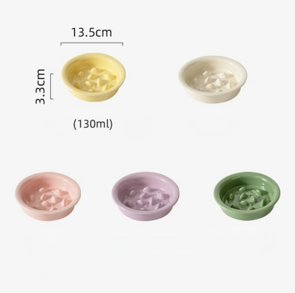 Little Fish Ceramic Slow Feeder Bowl for Cats & Small Dogs