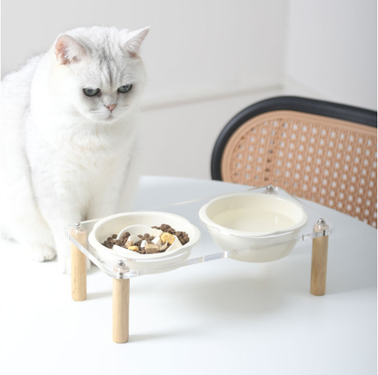 Ceramic Slow Feeder Bowl / Water Bowl with Optional Acrylic Stand