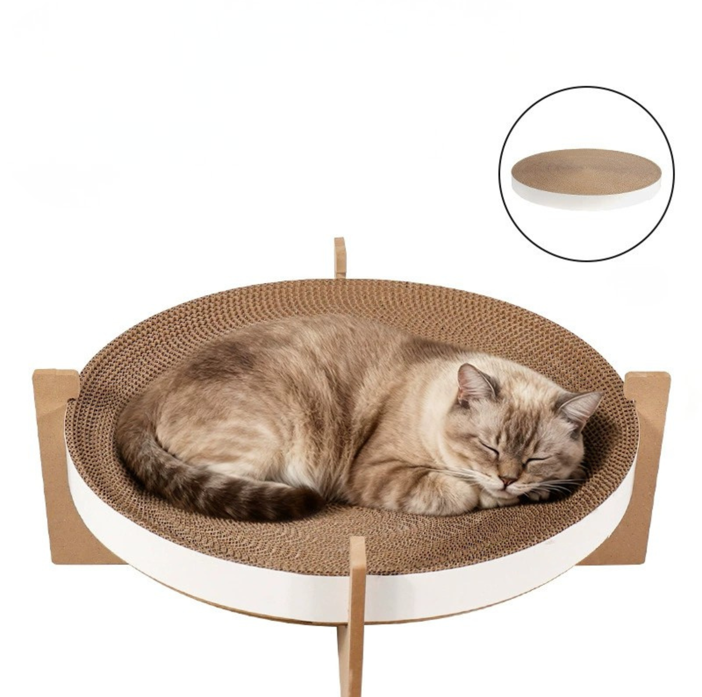 Double-Layer Cat Scratcher Lounge Tower with Hanging Toys