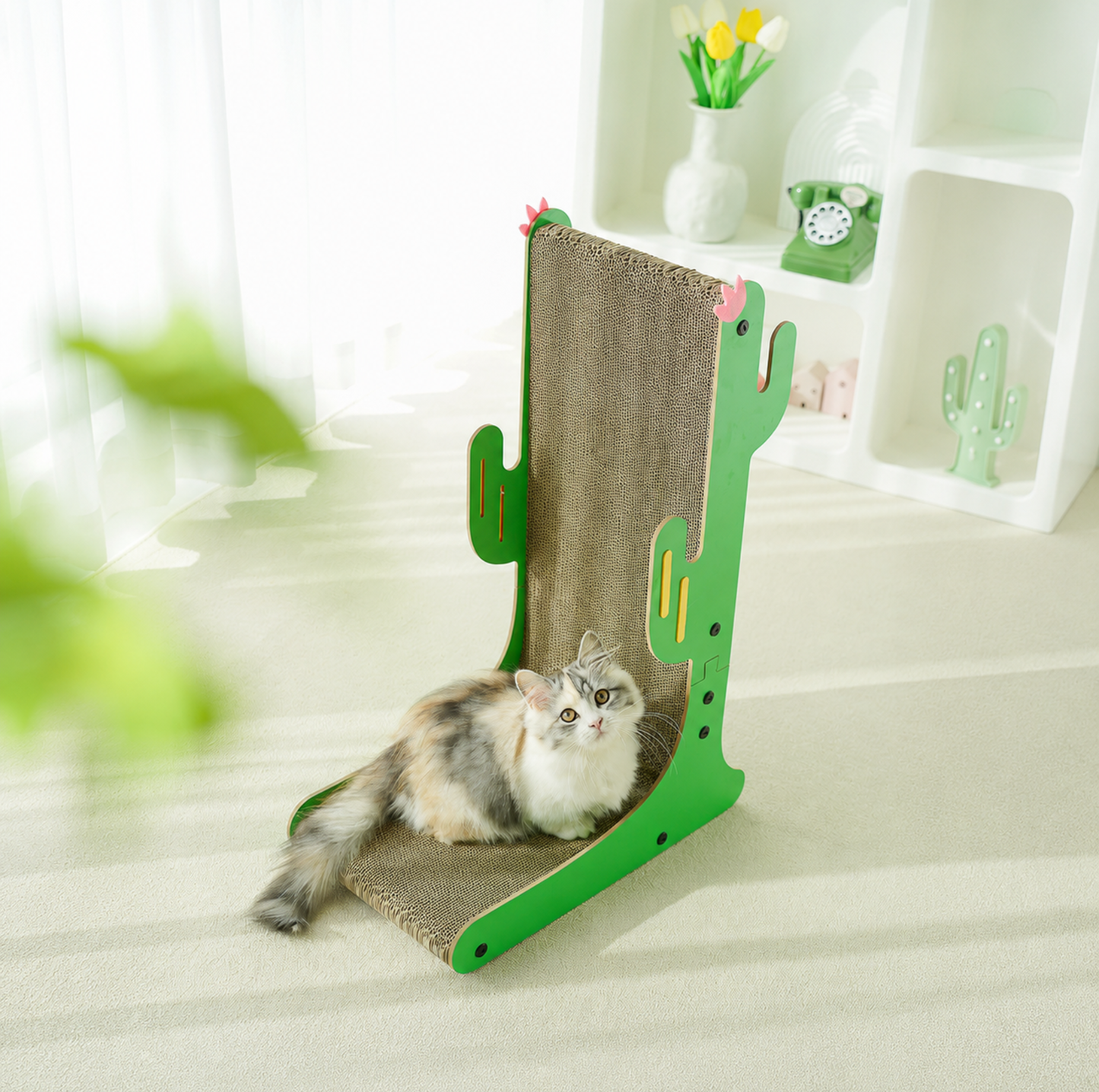 Cactus Multi-Surface Cat Scratching Board with Bell Ball