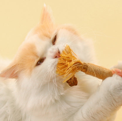 Feathered Catnip Stick Cat Toy - Exciting Playtime with Bell & Raffia Grass