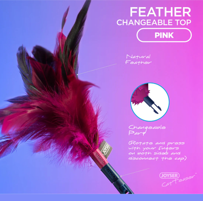 Joyser Cat Wand Teaser with Natural Feather & Changeable Top – 56cm