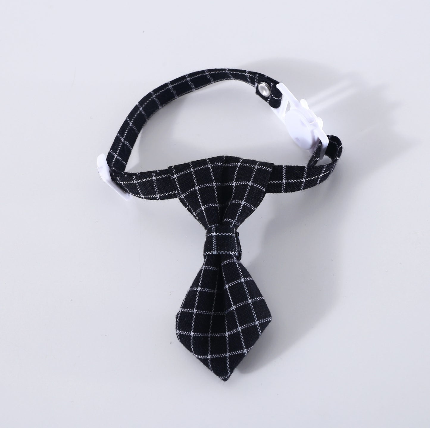 Pet Adjustable Bow/Tie Collar with Plaid Pattern